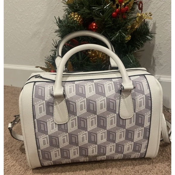 NWT Karl Lagerfeld Monogram Satchel White and Gray - Picture 1 of 7